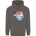 Curled Serbia Flag Serbia Day Football Mens 80% Cotton Hoodie Charcoal
