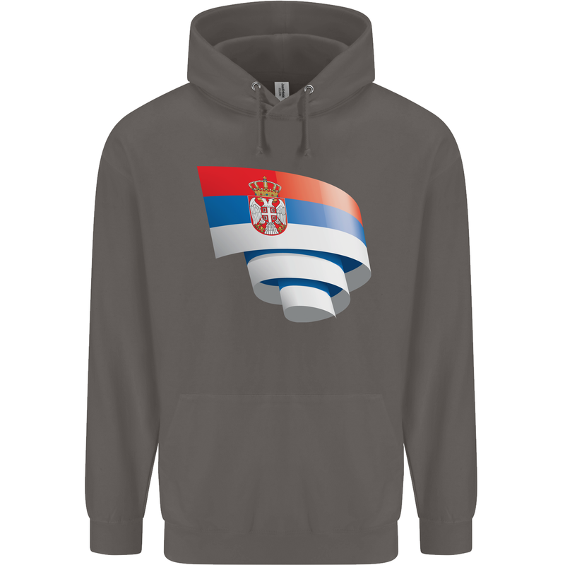 Curled Serbia Flag Serbia Day Football Mens 80% Cotton Hoodie Charcoal