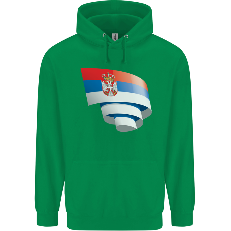 Curled Serbia Flag Serbia Day Football Mens 80% Cotton Hoodie Irish Green