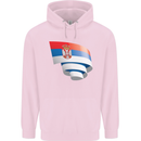 Curled Serbia Flag Serbia Day Football Mens 80% Cotton Hoodie Light Pink