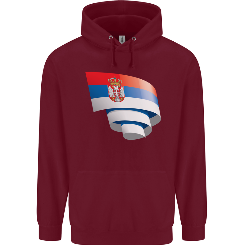 Curled Serbia Flag Serbia Day Football Mens 80% Cotton Hoodie Maroon