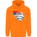 Curled Serbia Flag Serbia Day Football Mens 80% Cotton Hoodie Orange