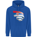 Curled Serbia Flag Serbia Day Football Mens 80% Cotton Hoodie Royal Blue