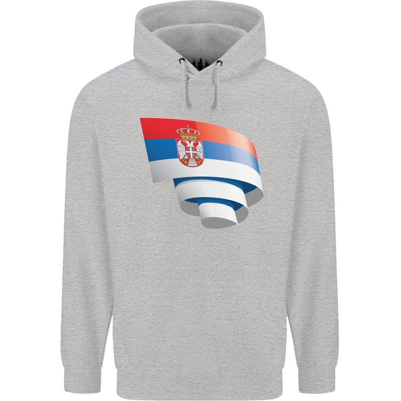 Curled Serbia Flag Serbia Day Football Mens 80% Cotton Hoodie Sports Grey