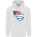 Curled Serbia Flag Serbia Day Football Mens 80% Cotton Hoodie White