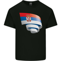 Curled Serbia Flag Serbia Day Football Mens Cotton T-Shirt Tee Top Black