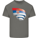 Curled Serbia Flag Serbia Day Football Mens Cotton T-Shirt Tee Top Charcoal