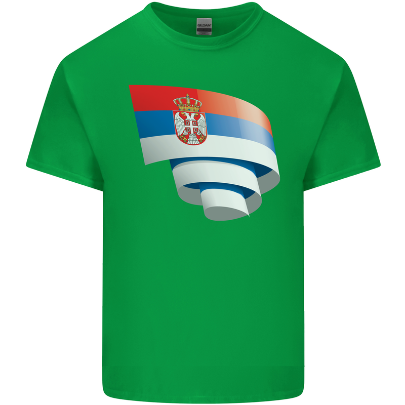 Curled Serbia Flag Serbia Day Football Mens Cotton T-Shirt Tee Top Irish Green
