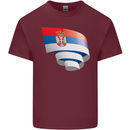 Curled Serbia Flag Serbia Day Football Mens Cotton T-Shirt Tee Top Maroon
