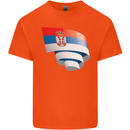Curled Serbia Flag Serbia Day Football Mens Cotton T-Shirt Tee Top Orange