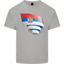 Curled Serbia Flag Serbia Day Football Mens Cotton T-Shirt Tee Top Sports Grey