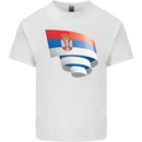 Curled Serbia Flag Serbia Day Football Mens Cotton T-Shirt Tee Top White