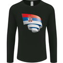 Curled Serbia Flag Serbia Day Football Mens Long Sleeve T-Shirt Black