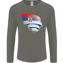 Curled Serbia Flag Serbia Day Football Mens Long Sleeve T-Shirt Charcoal