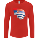 Curled Serbia Flag Serbia Day Football Mens Long Sleeve T-Shirt Red