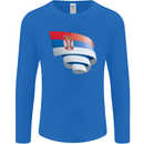 Curled Serbia Flag Serbia Day Football Mens Long Sleeve T-Shirt Royal Blue
