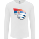 Curled Serbia Flag Serbia Day Football Mens Long Sleeve T-Shirt White