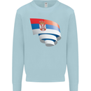 Curled Serbia Flag Serbia Day Football Mens Sweatshirt Jumper Light Blue