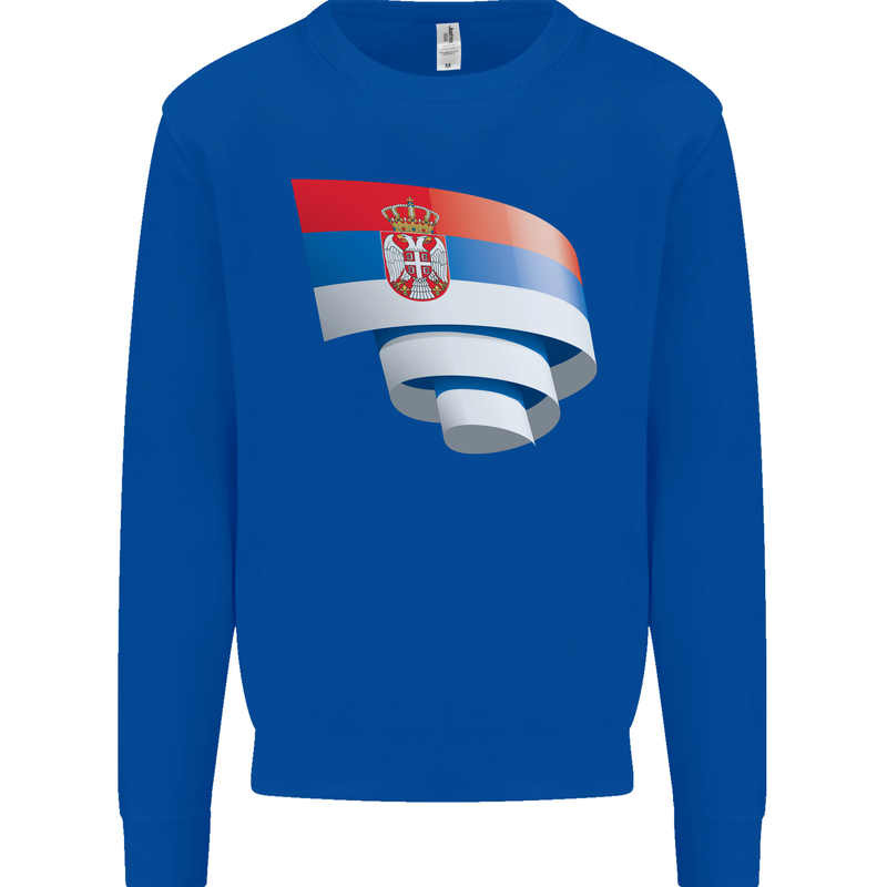 Curled Serbia Flag Serbia Day Football Mens Sweatshirt Jumper Royal Blue