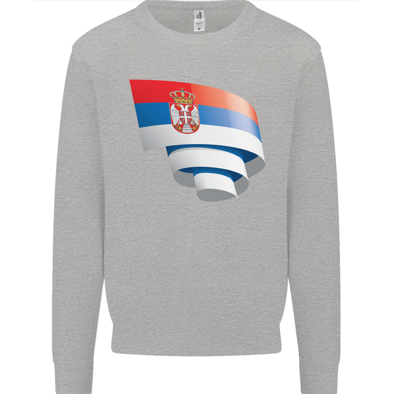 Curled Serbia Flag Serbia Day Football Mens Sweatshirt Jumper Sports Grey