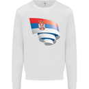 Curled Serbia Flag Serbia Day Football Mens Sweatshirt Jumper White