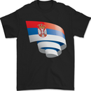 Curled Serbia Flag Serbia Day Football Mens T-Shirt 100% Cotton Black