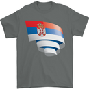 Curled Serbia Flag Serbia Day Football Mens T-Shirt 100% Cotton Charcoal