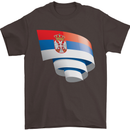 Curled Serbia Flag Serbia Day Football Mens T-Shirt 100% Cotton Dark Chocolate