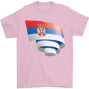 Curled Serbia Flag Serbia Day Football Mens T-Shirt 100% Cotton Light Pink