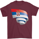 Curled Serbia Flag Serbia Day Football Mens T-Shirt 100% Cotton Maroon