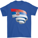 Curled Serbia Flag Serbia Day Football Mens T-Shirt 100% Cotton Royal Blue