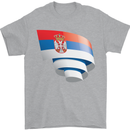 Curled Serbia Flag Serbia Day Football Mens T-Shirt 100% Cotton Sports Grey