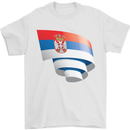 Curled Serbia Flag Serbia Day Football Mens T-Shirt 100% Cotton White