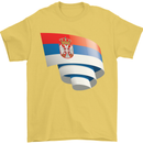 Curled Serbia Flag Serbia Day Football Mens T-Shirt 100% Cotton Yellow