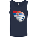Curled Serbia Flag Serbia Day Football Mens Vest Tank Top Navy Blue