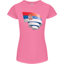 Curled Serbia Flag Serbia Day Football Womens Petite Cut T-Shirt Azalea
