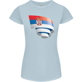 Curled Serbia Flag Serbia Day Football Womens Petite Cut T-Shirt Light Blue
