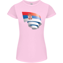 Curled Serbia Flag Serbia Day Football Womens Petite Cut T-Shirt Light Pink