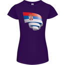 Curled Serbia Flag Serbia Day Football Womens Petite Cut T-Shirt Purple