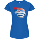 Curled Serbia Flag Serbia Day Football Womens Petite Cut T-Shirt Royal Blue