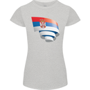 Curled Serbia Flag Serbia Day Football Womens Petite Cut T-Shirt Sports Grey