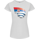 Curled Serbia Flag Serbia Day Football Womens Petite Cut T-Shirt White