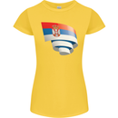 Curled Serbia Flag Serbia Day Football Womens Petite Cut T-Shirt Yellow