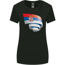 Curled Serbia Flag Serbia Day Football Womens Wider Cut T-Shirt Black