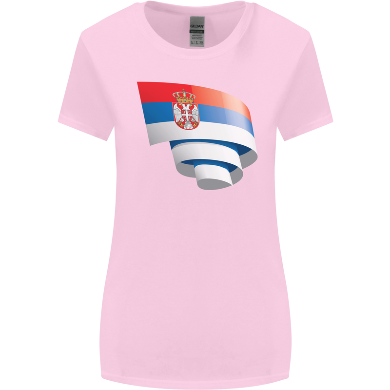 Curled Serbia Flag Serbia Day Football Womens Wider Cut T-Shirt Light Pink