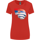 Curled Serbia Flag Serbia Day Football Womens Wider Cut T-Shirt Red