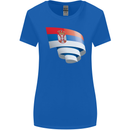 Curled Serbia Flag Serbia Day Football Womens Wider Cut T-Shirt Royal Blue