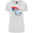 Curled Serbia Flag Serbia Day Football Womens Wider Cut T-Shirt White