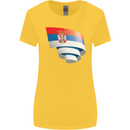 Curled Serbia Flag Serbia Day Football Womens Wider Cut T-Shirt Yellow