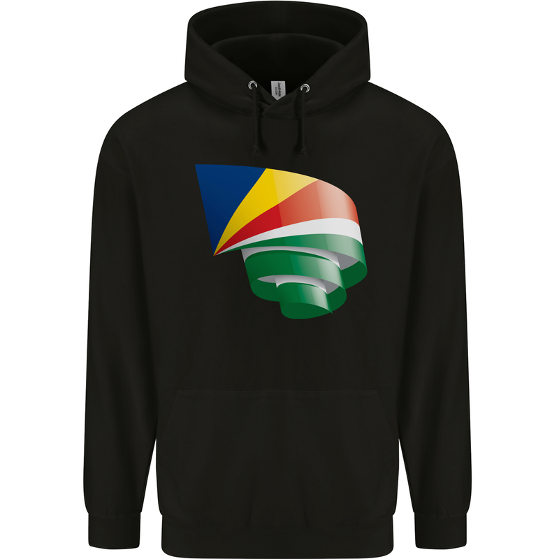 Curled Seychelles Flag Seychellois Day Football Childrens Kids Hoodie Black